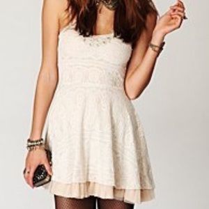Free people lace mini dress with beading